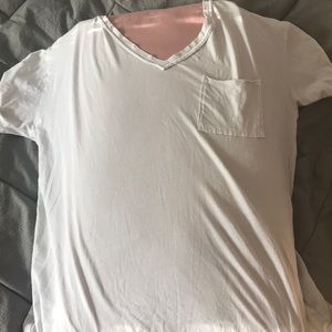 super pale blue v-neck with chest pocket